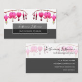 Schöne blutende Herzen blühen auf grau Visitenkarte (Vorne/Hinten)