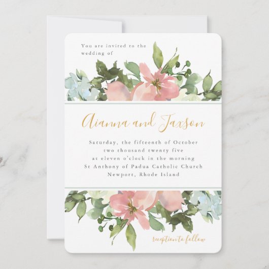 Schöne Blütenfarbenblütenhochzeit Einladung (Vorderseite)