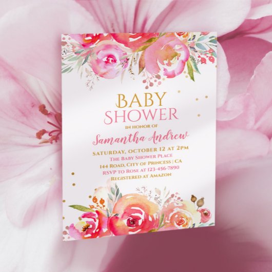 Schöne Blütenflora Delikate Girl Baby Dusche Invi Einladung