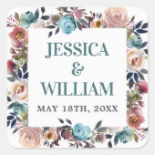 Schöne Blütenfrühlingsblütenhochzeit Quadratischer Aufkleber (Vorderseite)