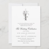 Schöne Blütenhochzeit "F" Monogram Einladung (Vorderseite)