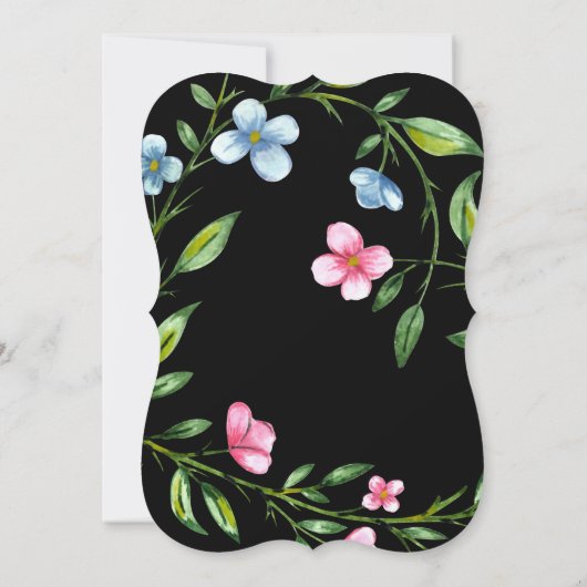 Schöne Blütenhochzeit mit weißer Typografie Einladung (Rückseite)