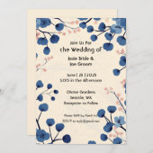 Schöne Blütenkirsche Hochzeitseinladung Einladung (Vorne/Hinten)