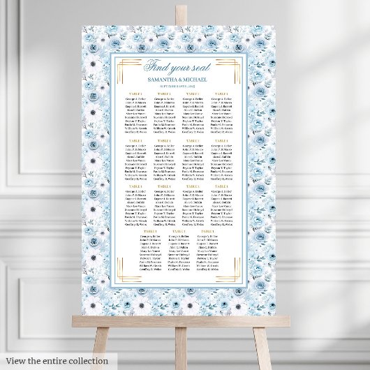 Schöne Bohemische Pastel Blue Gold Seekarte Poster