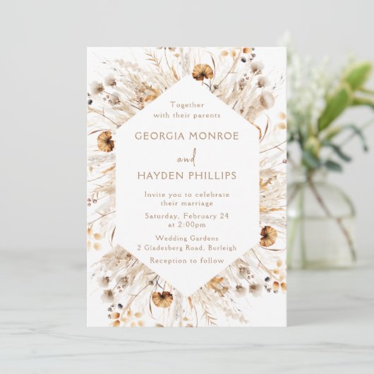 Schöne Boho All Seasons Luxus Hochzeit Einladung (Stehend Vorderseite)