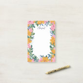 Schöne Boho-Blumen - Benutzerdefinierter Name Post-it Klebezettel (Auf Schreibtisch)