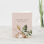 Schöne Boho Botanische Blumenhochzeit Dankeskarte (Vorderseite)