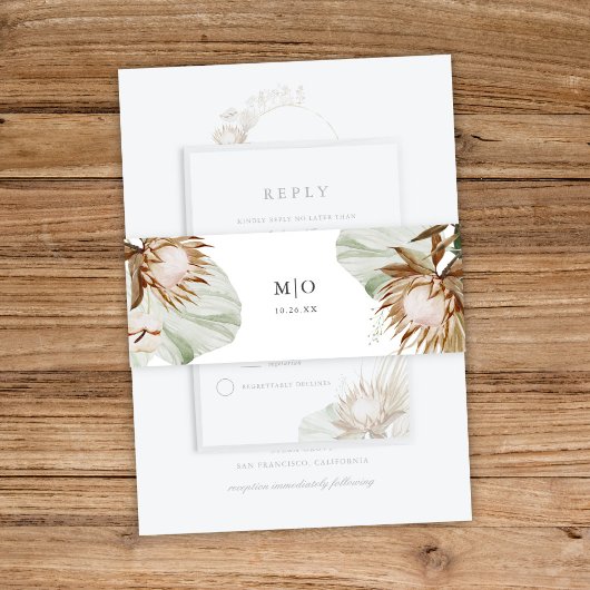 Schöne Boho Botanische Hochzeit Einladungsbanderole