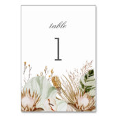 Schöne Boho Botanische Hochzeitsempfehlung Tischnummer (Vorderseite)