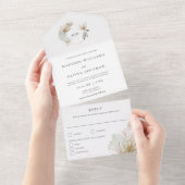 Schöne Boho Botanische Monogramm-Hochzeit All In One Einladung (Abreißtisch)