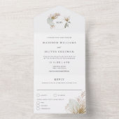 Schöne Boho Botanische Monogramm-Hochzeit All In One Einladung (Innen)