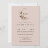 Schöne Boho Botanische Monogramm-Hochzeit Einladung (Vorderseite)