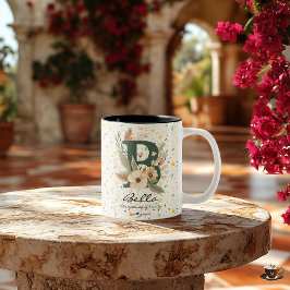 Schöne Boho Chic Floral Monogramm Tasse für Bella