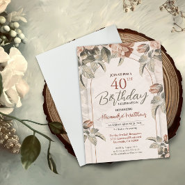 Schöne Boho Floral 40. Geburtstag oder Custom Age Einladung