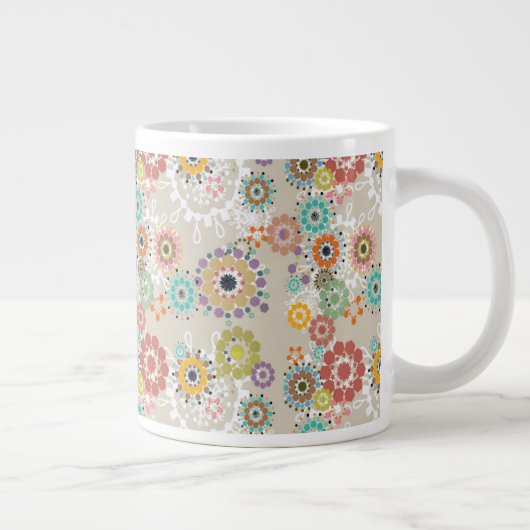 Schöne Boho gestylte helle Blume gemustert Jumbo-Tasse (Rechts)