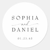 Schöne Boho Minimalistisch Moderne Hochzeit Runder Aufkleber (Vorderseite)