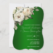 Schöne Boho-Rose auf Smarald Green Wedding Einladung (Vorderseite)