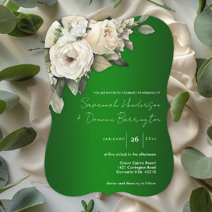 Schöne Boho-Rose auf Smarald Green Wedding Einladung