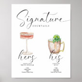 Schöne Boho Signature Drink Wedding Bar Poster (Vorne)