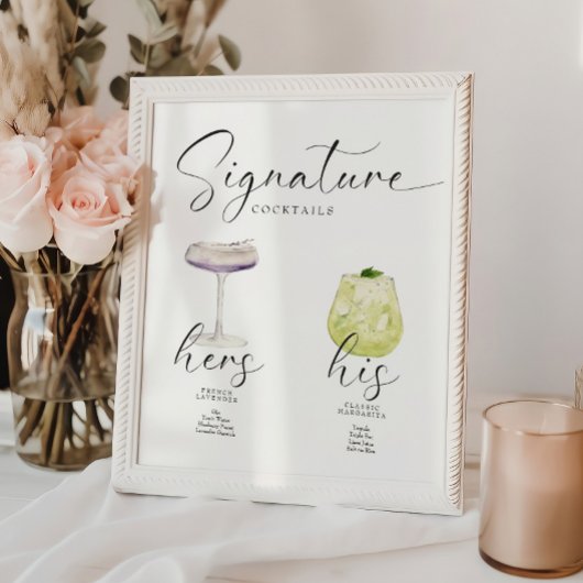Schöne Boho Signature Drink Wedding Bar Poster