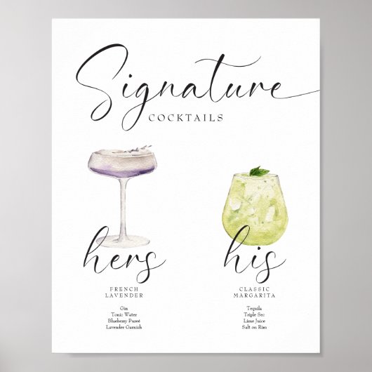Schöne Boho Signature Drink Wedding Bar Poster (Vorne)