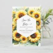 Schöne Boho Sonnenblumenhochzeit Save The Date (Stehend Vorderseite)