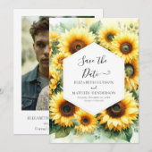 Schöne Boho Sonnenblumenhochzeit Save The Date (Vorne/Hinten)