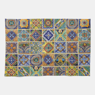 Schöne Boho-Talavera-Fliesen Geschirrtuch
