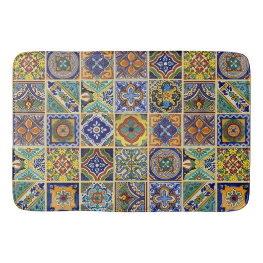 Schöne Boho Talavera Tiles Badematte (Vorderseite)