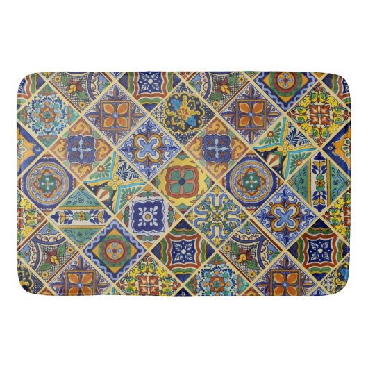 Schöne Boho Talavera Tiles Badematte (Vorderseite)