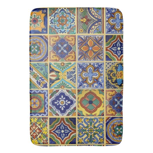 Schöne Boho Talavera Tiles Badematte (Vorderseite Vertikal)