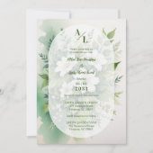 Schöne Boho Translucent Oval Exuberant Greenerie Einladung (Vorderseite)