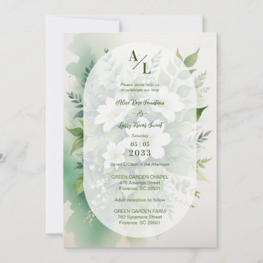 Schöne Boho Translucent Oval Exuberant Greenerie Einladung (Vorderseite)