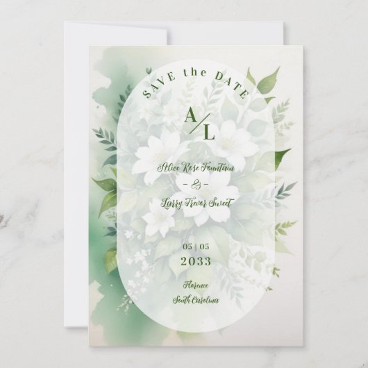Schöne Boho Translucent Oval Exuberant Greenerie Save The Date (Vorderseite)