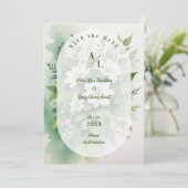 Schöne Boho Translucent Oval Exuberant Greenerie Save The Date (Stehend Vorderseite)