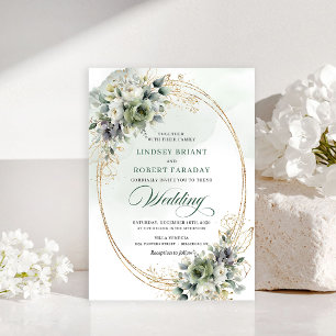 Schöne Boho-Weiße-Rosen-Hochzeitseinladung Einladung