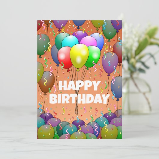 Schöne Bollons und Confetti Karte (Stehend Vorderseite)