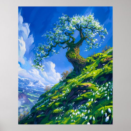 Schöne Bonsai Tree auf dem Spring Hill Poster (Vorne)