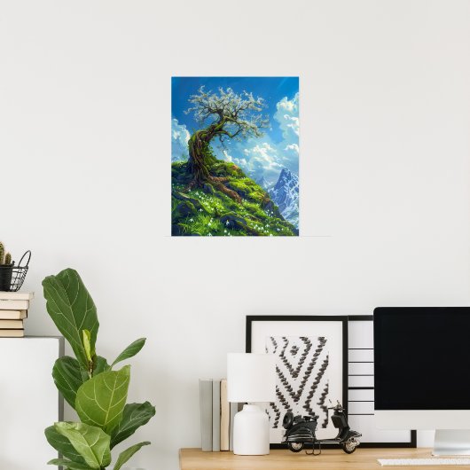 Schöne Bonsai Tree auf dem Spring Hill Poster (Heimbüro)