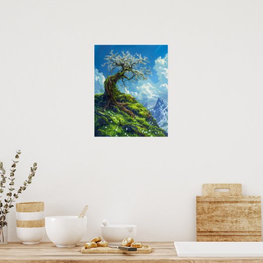 Schöne Bonsai Tree auf dem Spring Hill Poster (Küche)