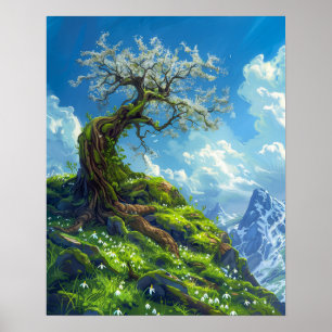 Schöne Bonsai Tree auf dem Spring Hill Poster