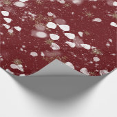 Schöne Bordeaux mit goldenen Schneeflocken Geschenkpapier (Ecke)