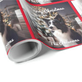 Schöne Border Collie und Weihnachtsbaum Red Geschenkpapier (Rolleneckpunkt)