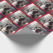 Schöne Border Collie und Weihnachtsbaum Red Geschenkpapier (Ecke)