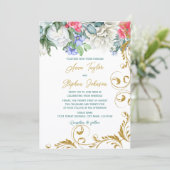 Schöne Botanicale mit Imitate Gold Glitzer Wirbel Einladung (Stehend Vorderseite)