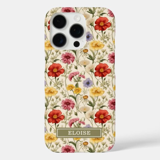 Schöne botanische Aquarell-Wildblumen-Name  Case-Mate iPhone Hülle (Rückseite)