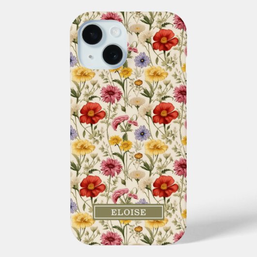 Schöne botanische Aquarell-Wildblumen-Name Case-Mate iPhone Hülle (Rückseite)