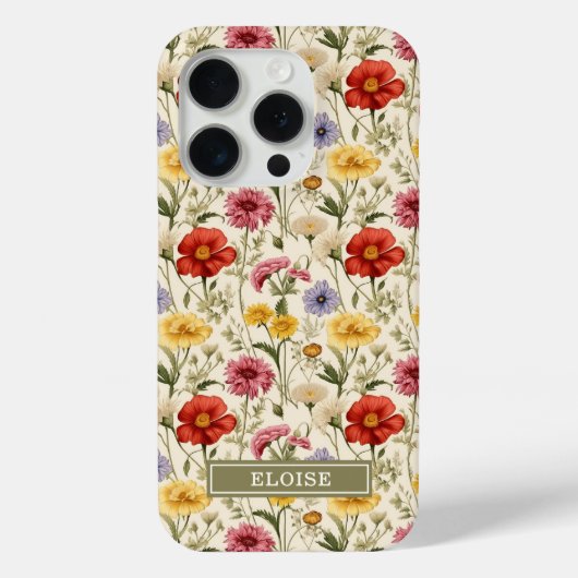 Schöne botanische Aquarell-Wildblumen-Name Case-Mate iPhone Hülle (Rückseite)