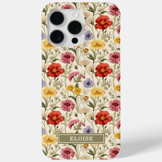 Schöne botanische Aquarell-Wildblumen-Name Case-Mate iPhone Hülle (Rückseite)
