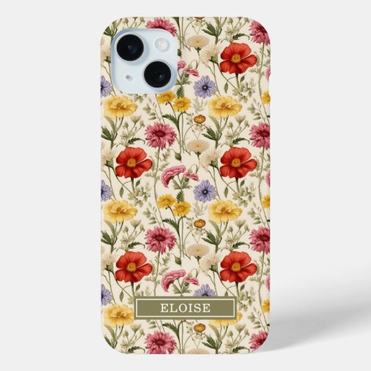 Schöne botanische Aquarell-Wildblumen-Name Case-Mate iPhone Hülle (Rückseite)